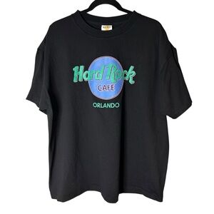 VINTAGE | 90s Single Stitch Hard Rock Orlando Tee - Black - Sz XL